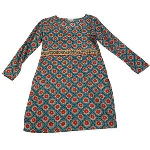 Vintage Westside Sears Floral Cotton Tunic Dress XS Boho Folk Print Long Sleeve